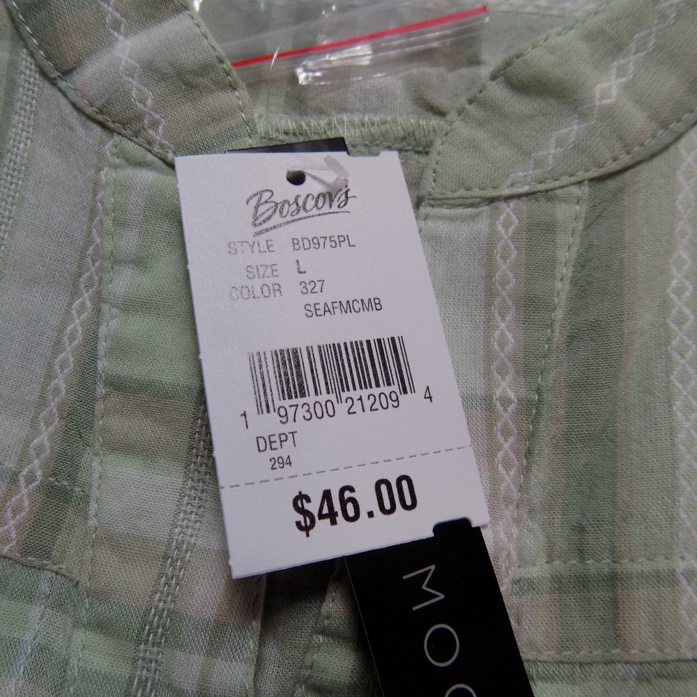 Preswick & Moore Blouse Womens L Green NEW Plaid Cotton Short Sleeve BD975PL - Picture 7 of 9